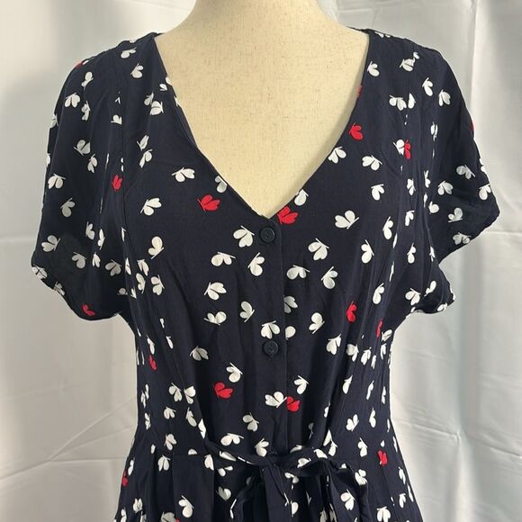 Mango Navy Blue Butterfly Maxi Dress Size 6 - Picture 6 of 12